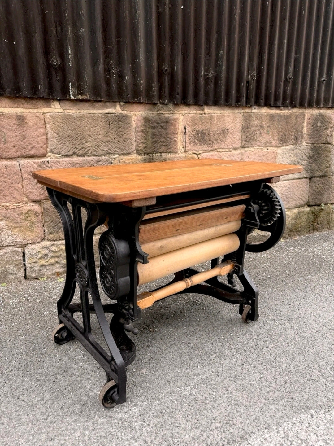 Vintage CWS Mangle, Folding, Side Table, Desk, Industrial Feature Table, Hallway