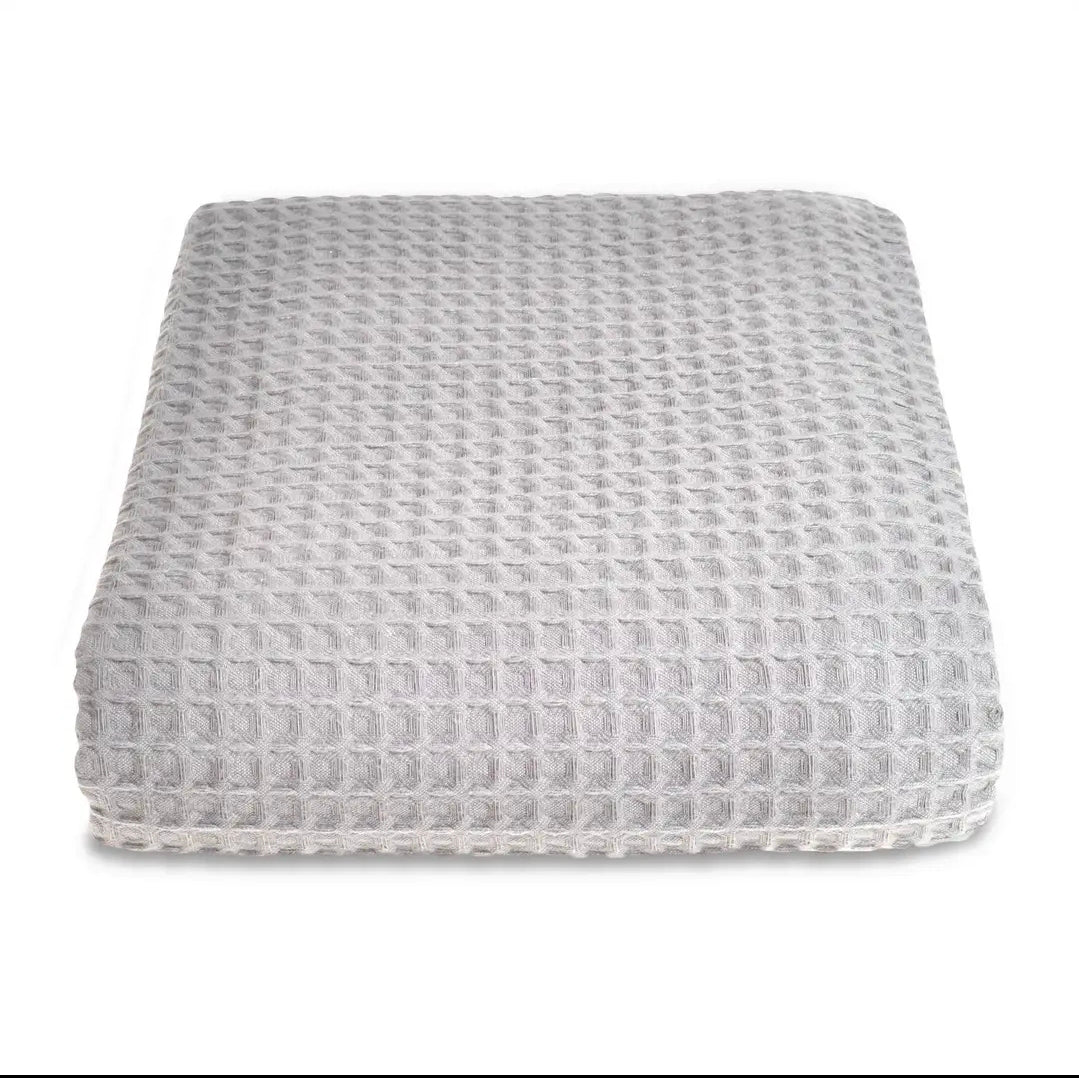 Hotel Waffle Throw Blanket - 100% Cotton Bedspread (Dove Grey)