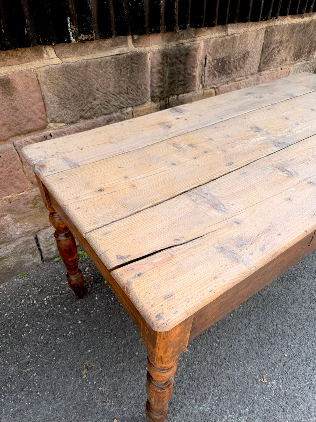 Antique Pine Farmhouse Dining Table c1890. Italian, Country, Cottage, Rustic.