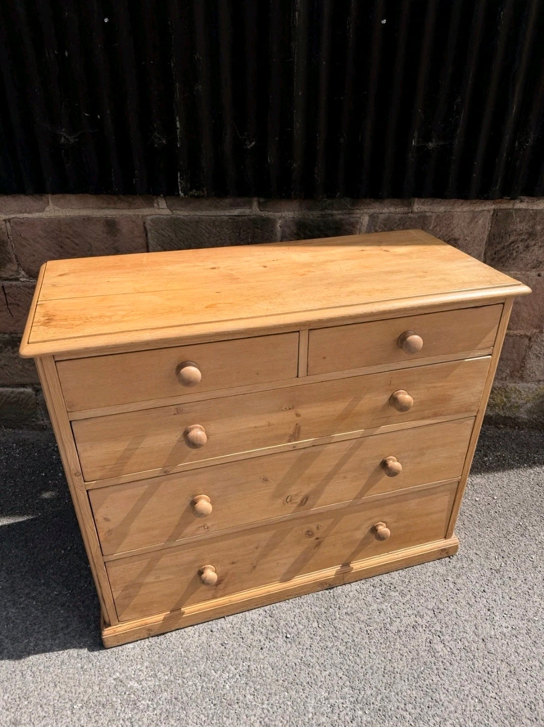 Large Antique Victorian Waxed Pine Chest Of Drawers, Country Farmhouse, Bedroom.