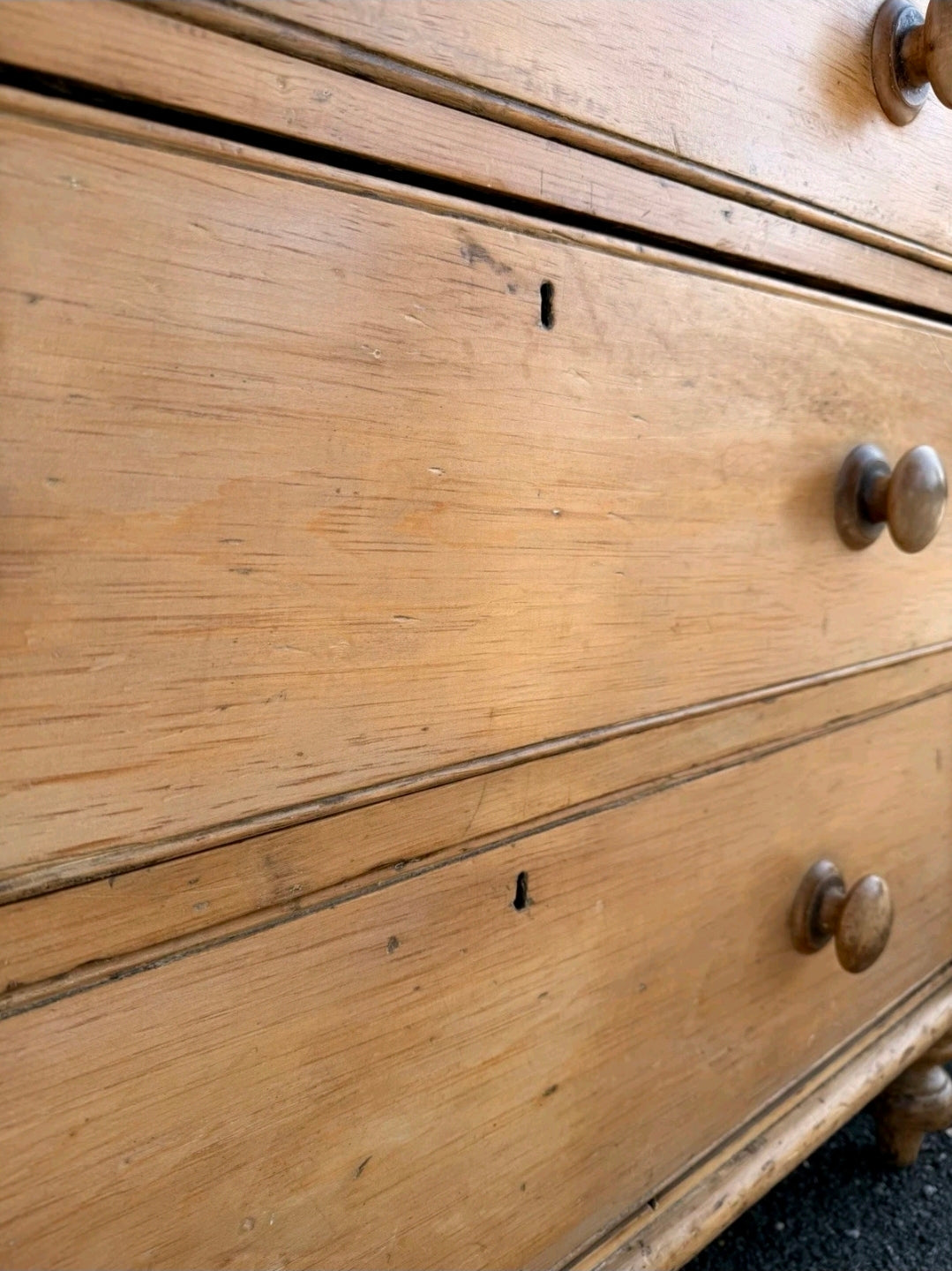 Antique Victorian Rustic Waxed Pine Chest Of Drawers, Country Cottage, Bedroom.