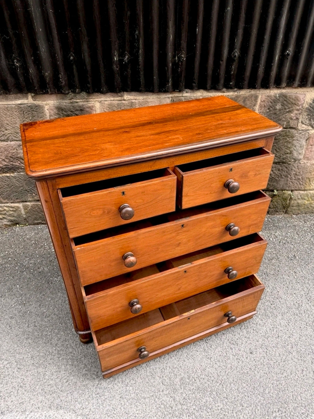 Antique Mahogany Chest Of Drawers, Victorian Original, 5 Drawers, Bedroom
