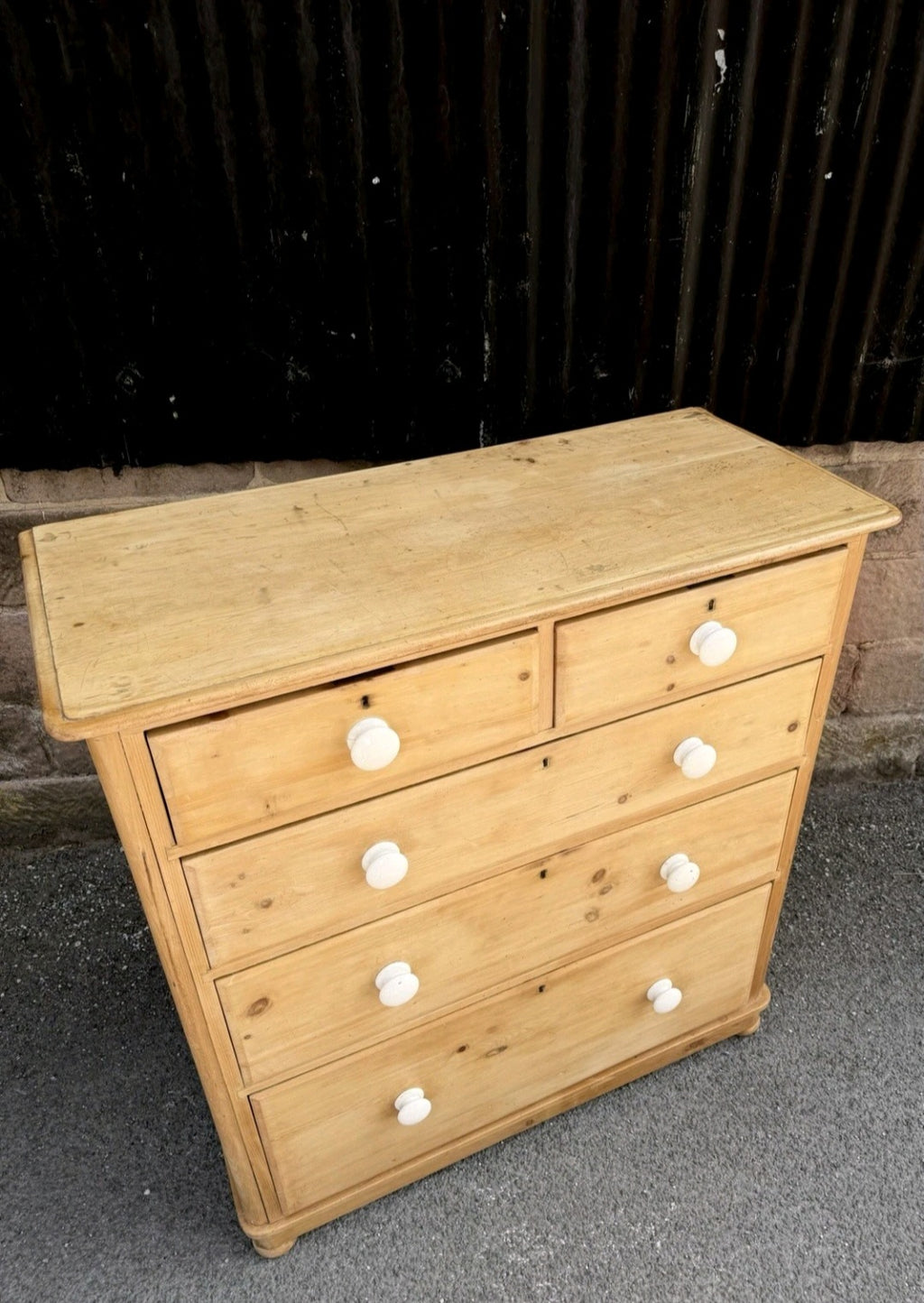 Large Antique Victorian Waxed Pine Chest Of Drawers, Country Farmhouse, Bedroom.