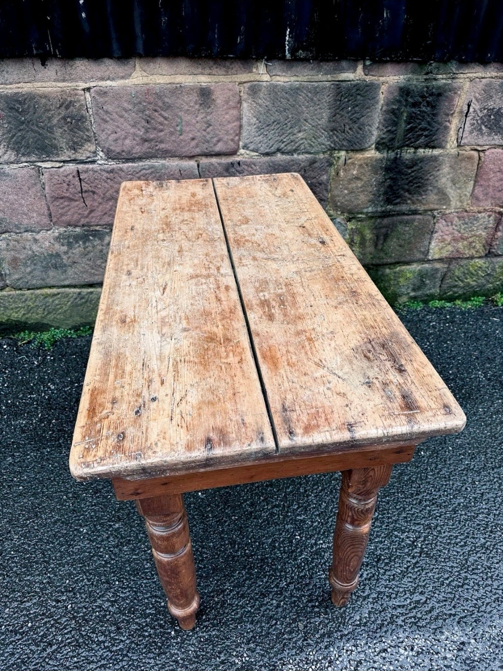 Vintage Farmhouse Pine Side Table. Country, Kitchen, Prep, Rustic,