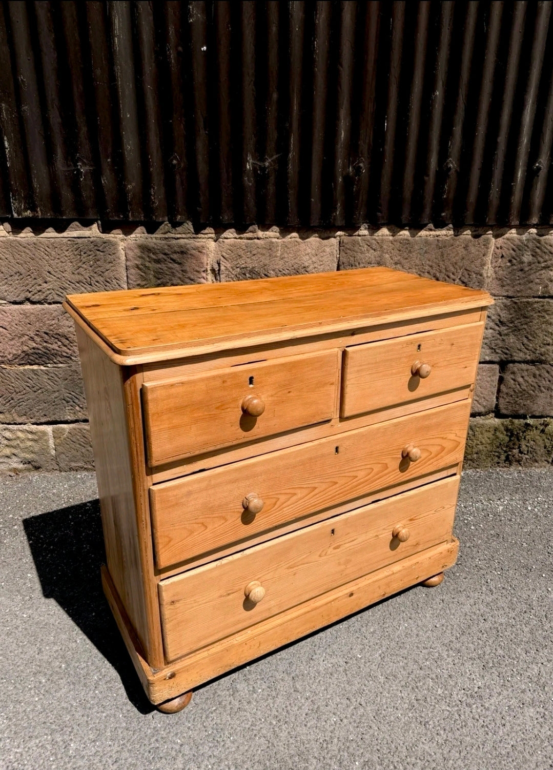 Victorian Stripped Pine Chest Of Drawers 2 Over 2 - Antique Country Farmhouse