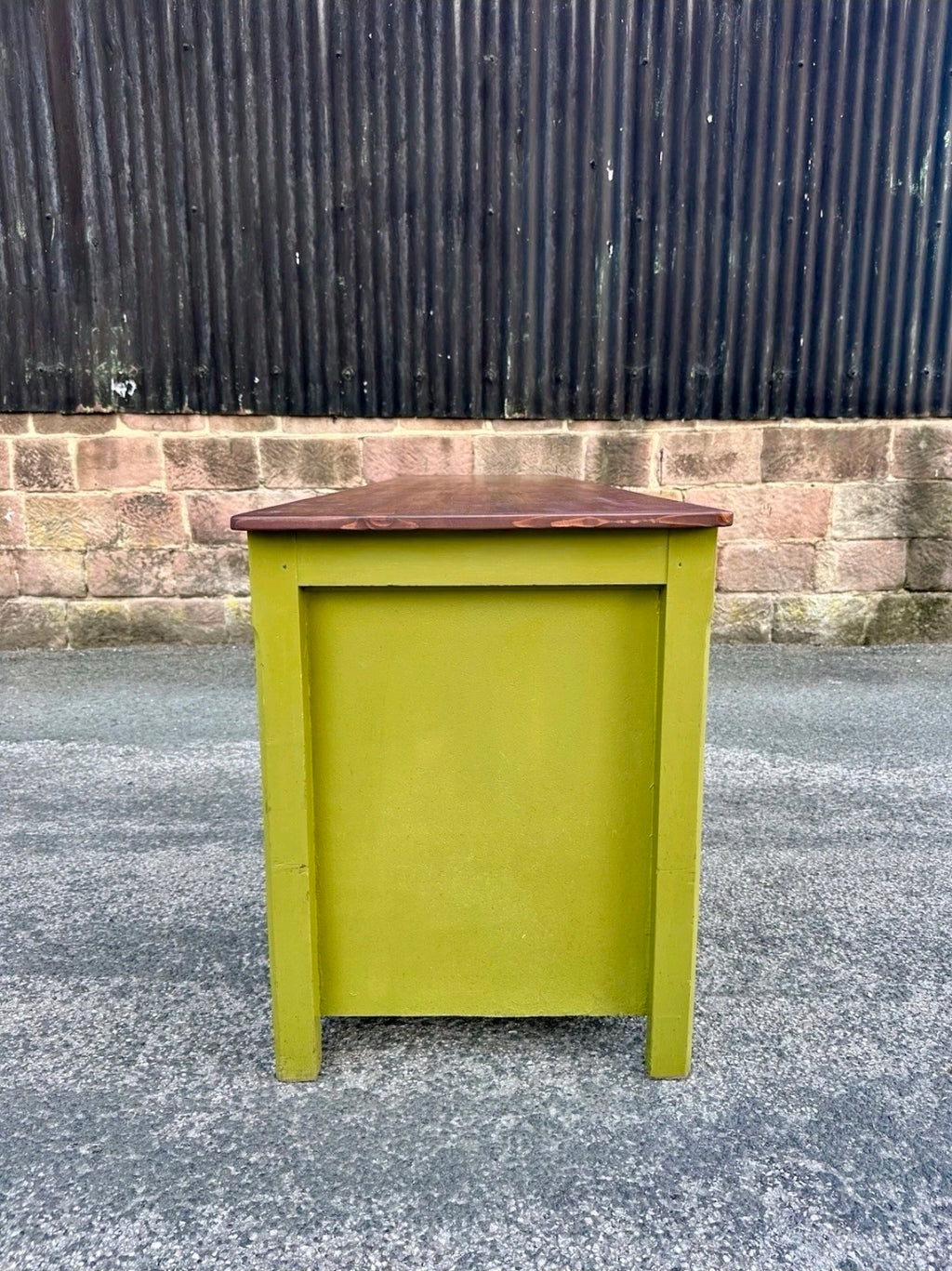 Industrial Reclaimed Large Clerks Desk. Original Paint, Statement, 8ft, Drawers