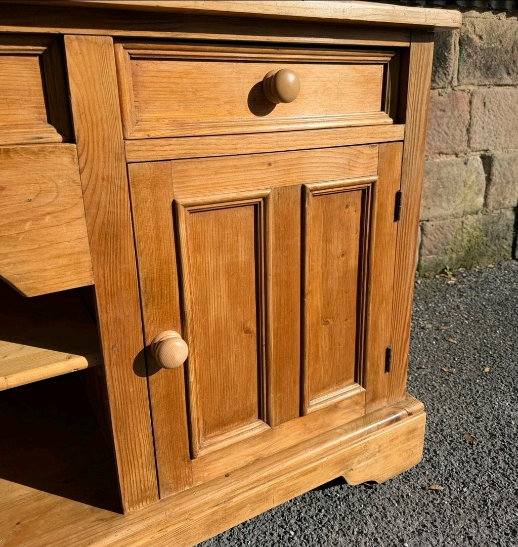 Large Antique Style Pine Welsh Dresser Kitchen Sideboard Display Unit, Farmhouse