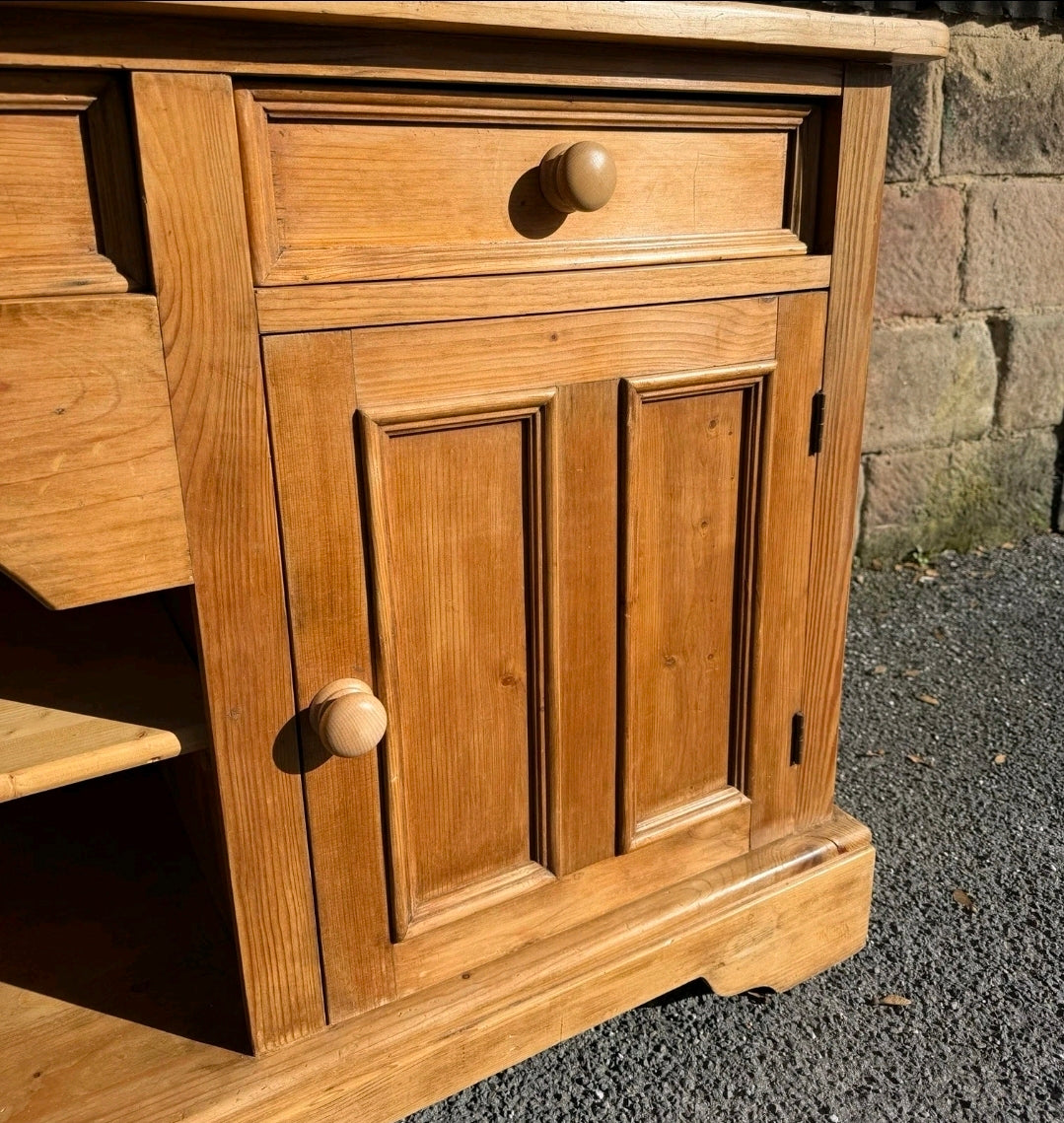 Large Antique Style Pine Welsh Dresser Kitchen Sideboard Display Unit, Farmhouse