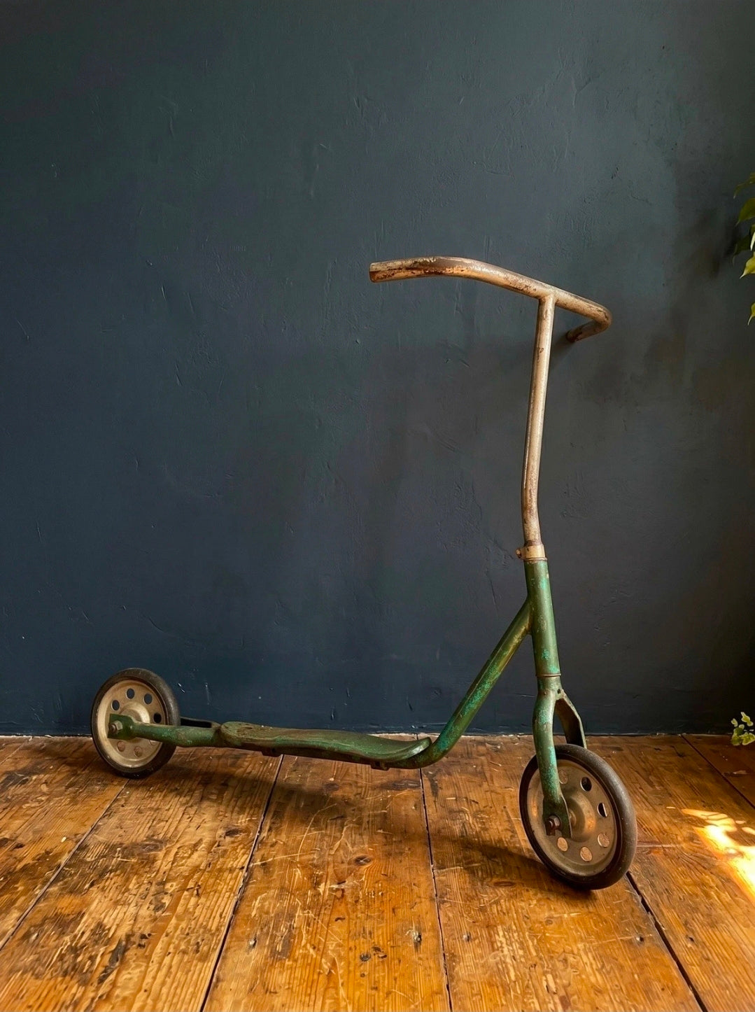 Vintage Mid Century Italian Children's Scooter, Green,Metal, Display, Decorative