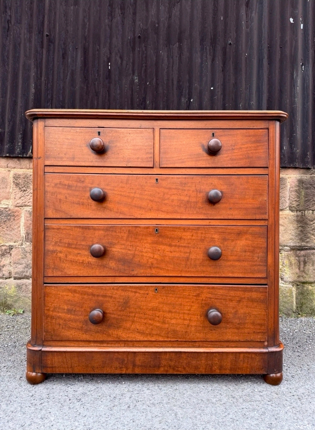 Antique Mahogany Chest Of Drawers, Victorian Original, 5 Drawers, Bedroom
