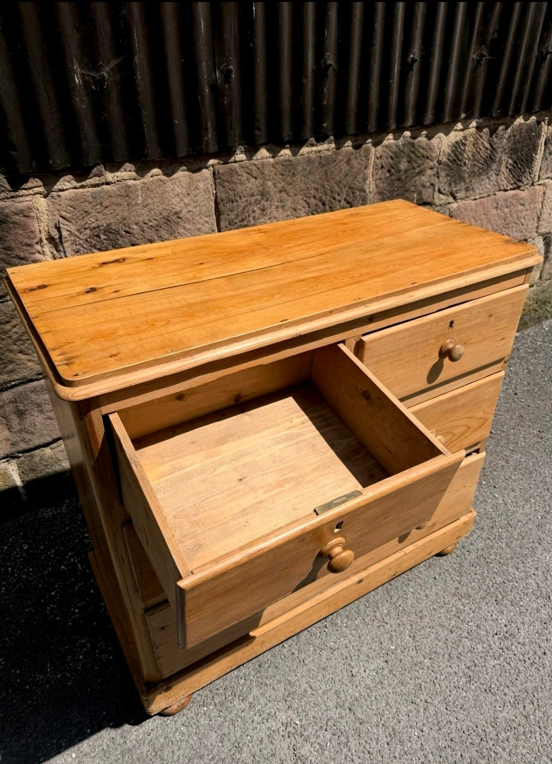Victorian Stripped Pine Chest Of Drawers 2 Over 2 - Antique Country Farmhouse