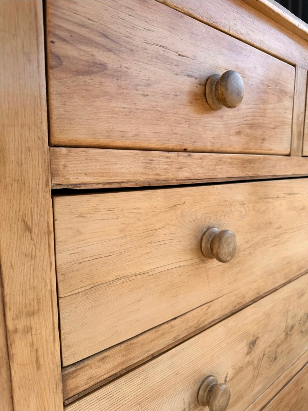 Large Antique Victorian Pine Chest Of Drawers, Country Farmhouse, Bedroom. Tall