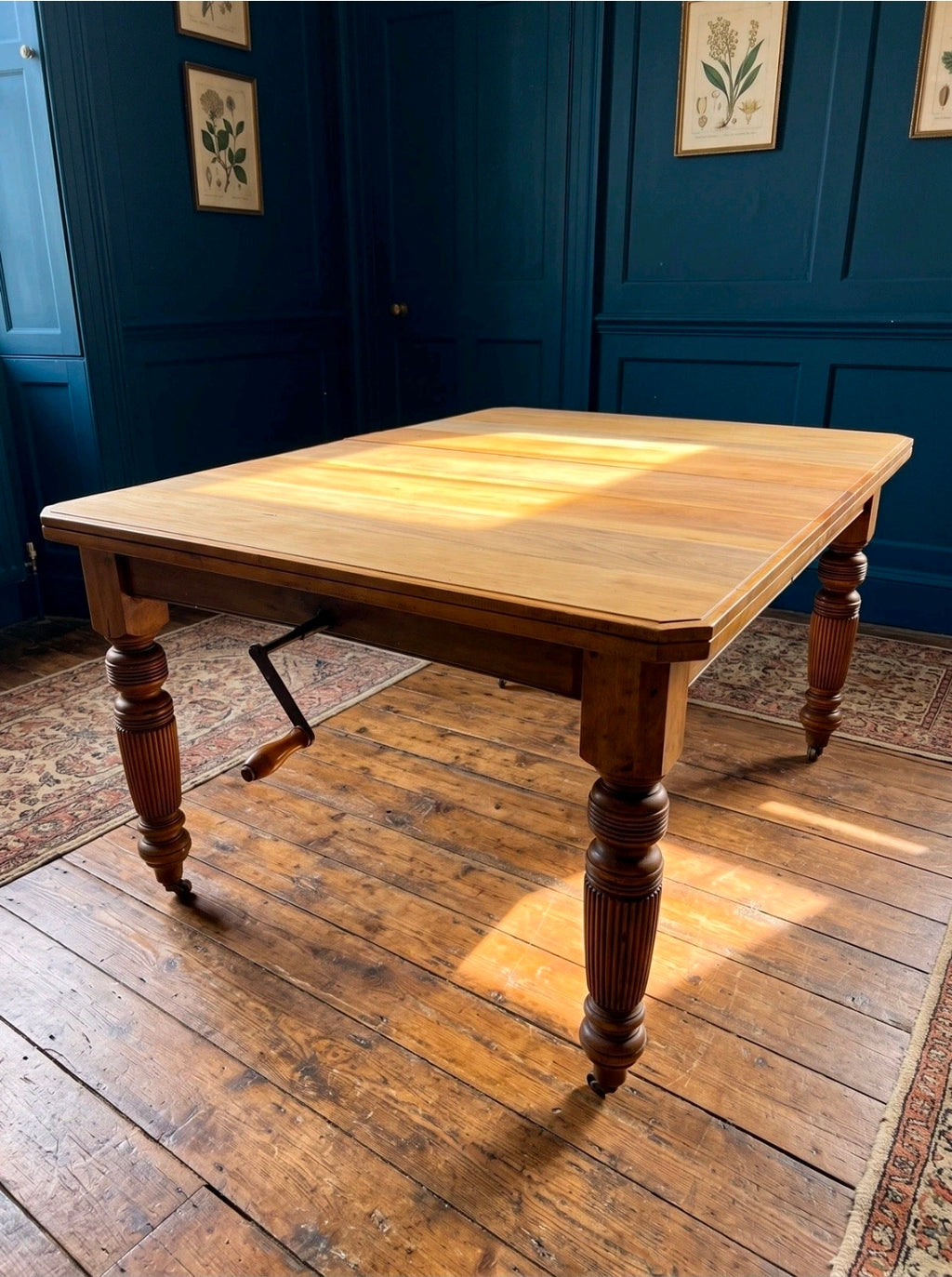 Victorian Antique Pine Crank, Extending Dining Table. 4-6 Seater, Restored