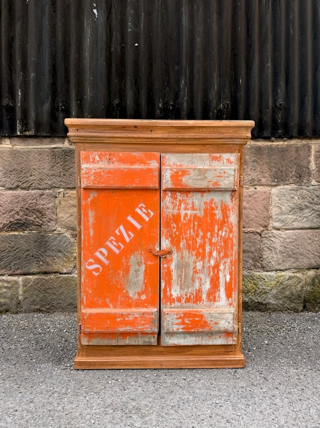 Vintage Rustic Italian Wall Cabinet, Spice Cabinet Cottage Country, Industrial 'SPEZIE' (spices)