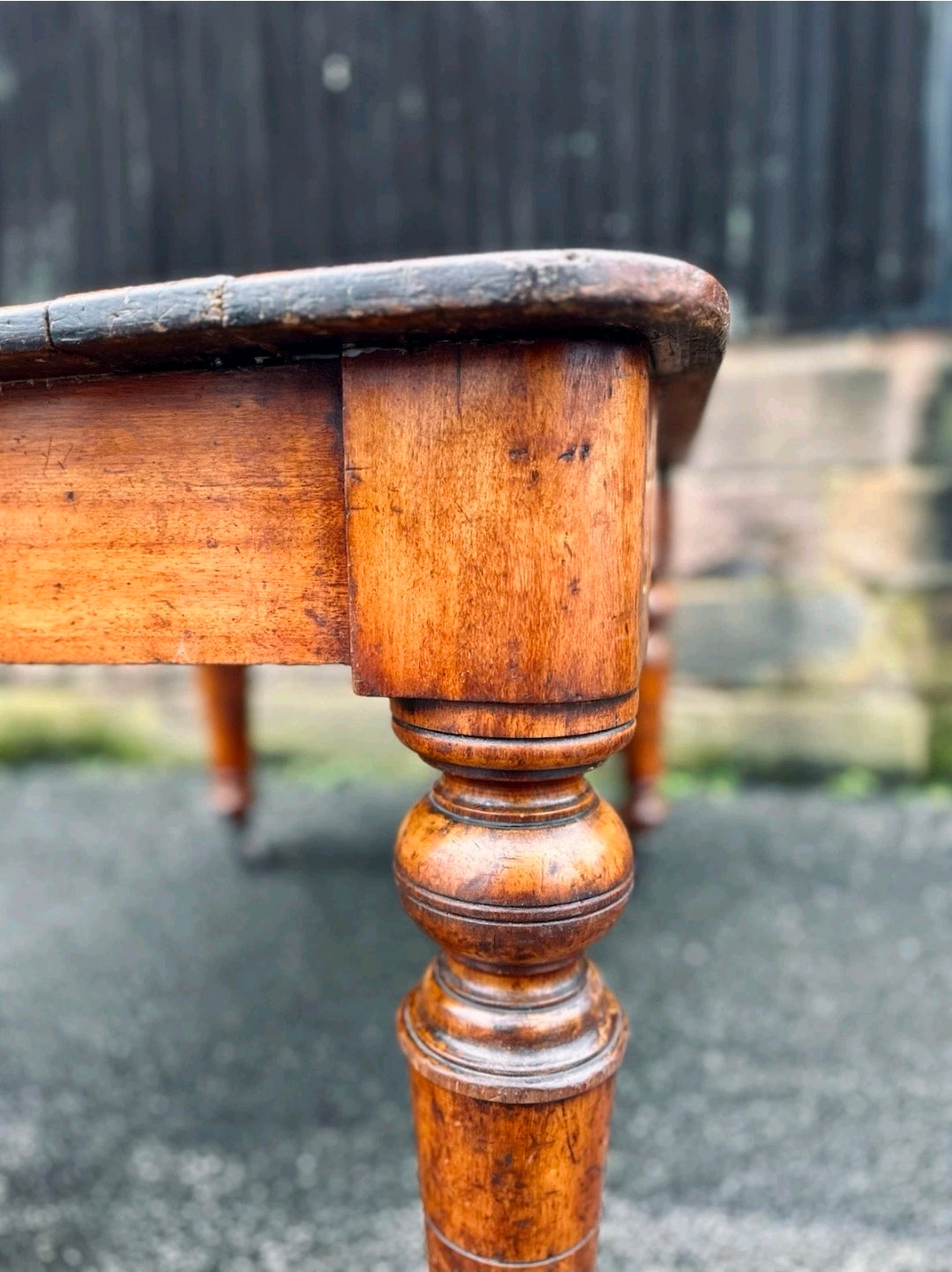 Victorian Farmhouse Scrub Top Pine & Mahogany Kitchen Table C1880.