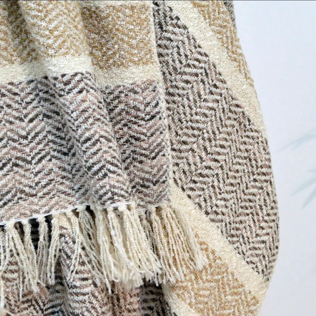 Savannah Herringbone Throw Blanket - 100% Recycled Materials (Natural)