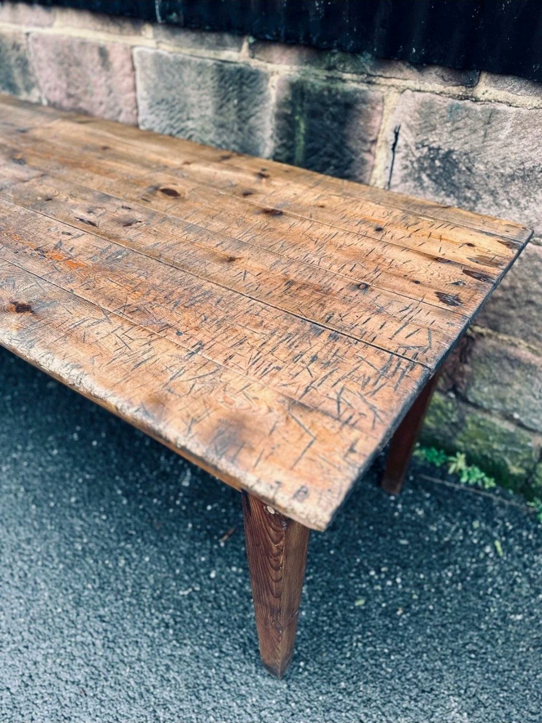 Extra Large Victorian Farmhouse Scrub Top Pine Estate Made Kitchen Table C1880.