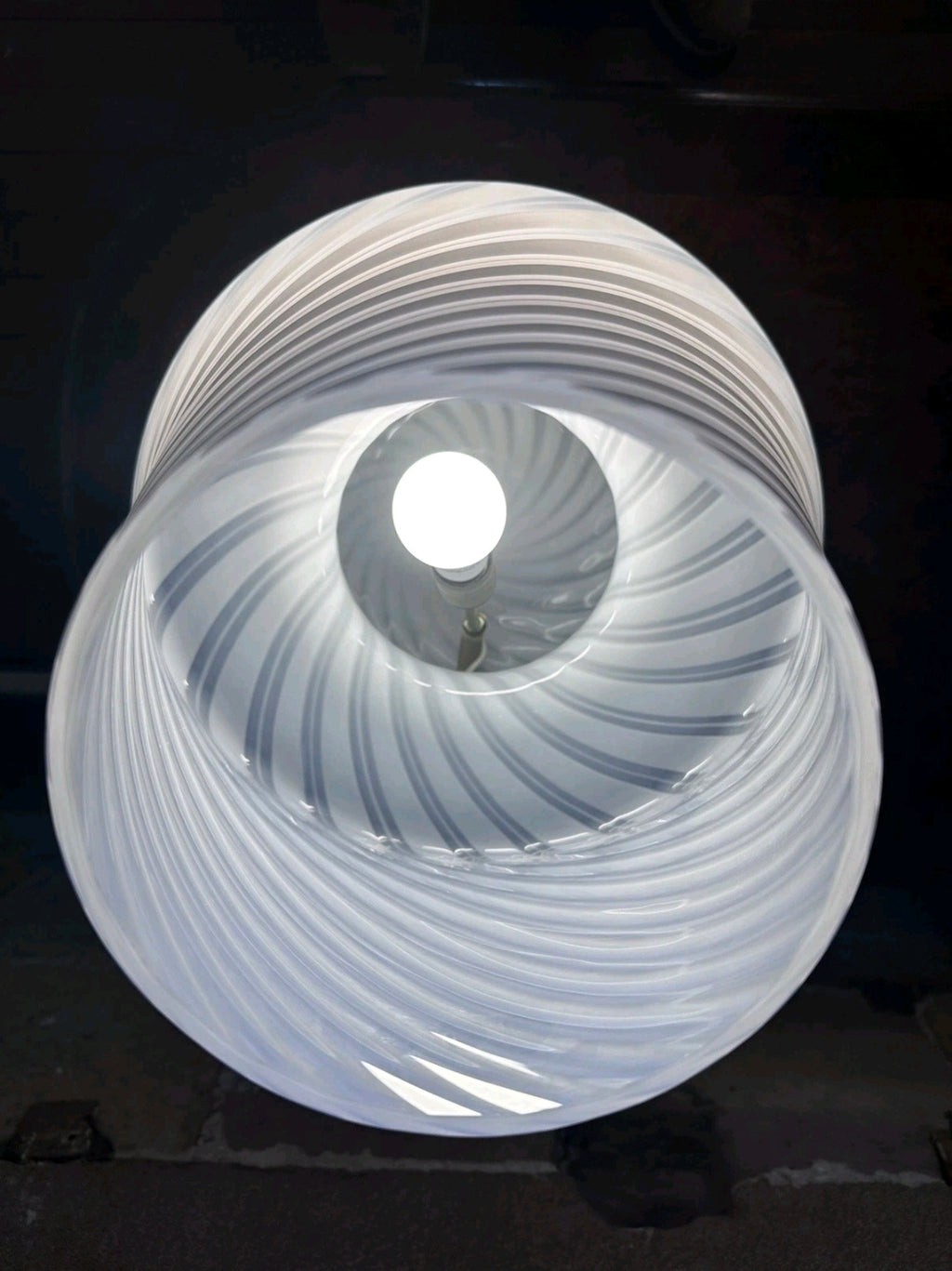 1970s Murano Glass Table Lamp Vintage Swirl Mushroom Space Age Retro Italian