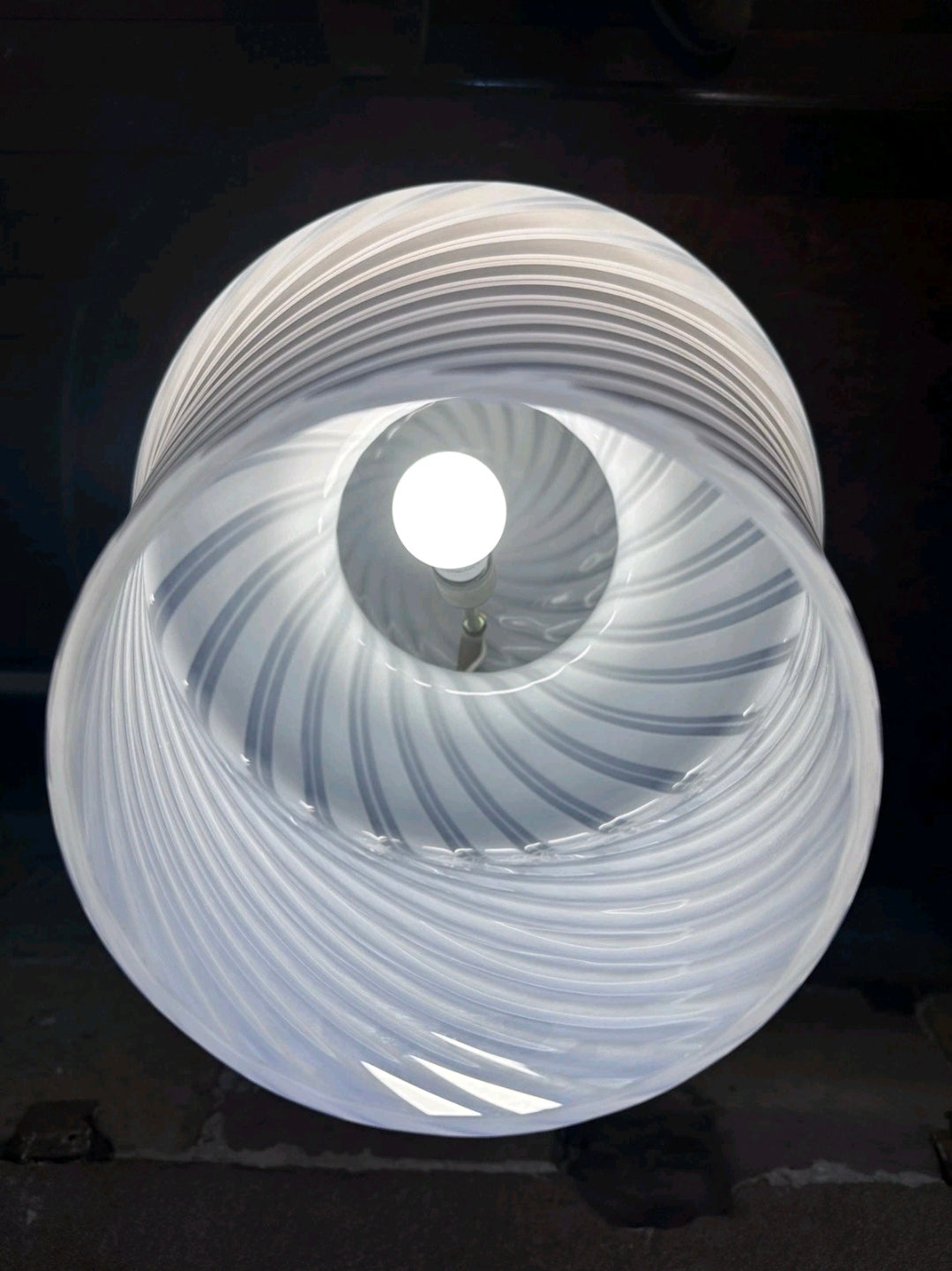 1970s Murano Glass Table Lamp Vintage Swirl Mushroom Space Age Retro Italian