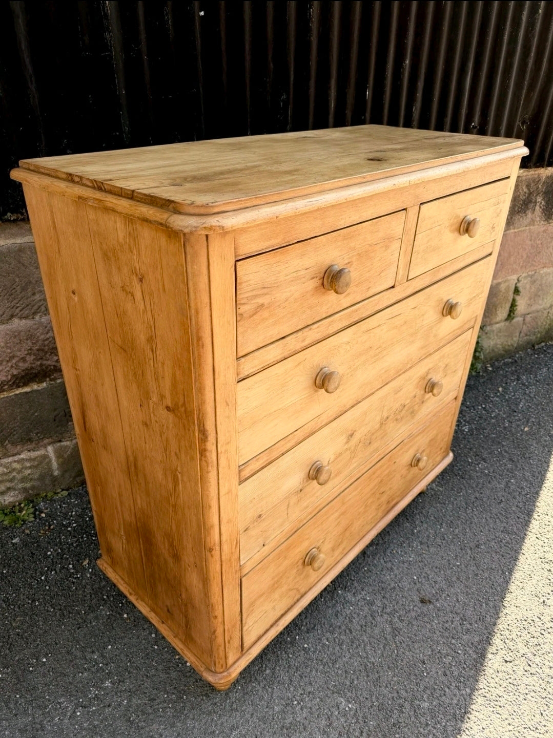 Large Antique Victorian Pine Chest Of Drawers, Country Farmhouse, Bedroom. Tall