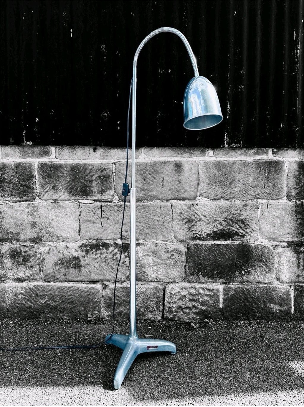 Vintage Medical 1960s Stainless Steel Adjustable Lamp. Italian INAM, Original