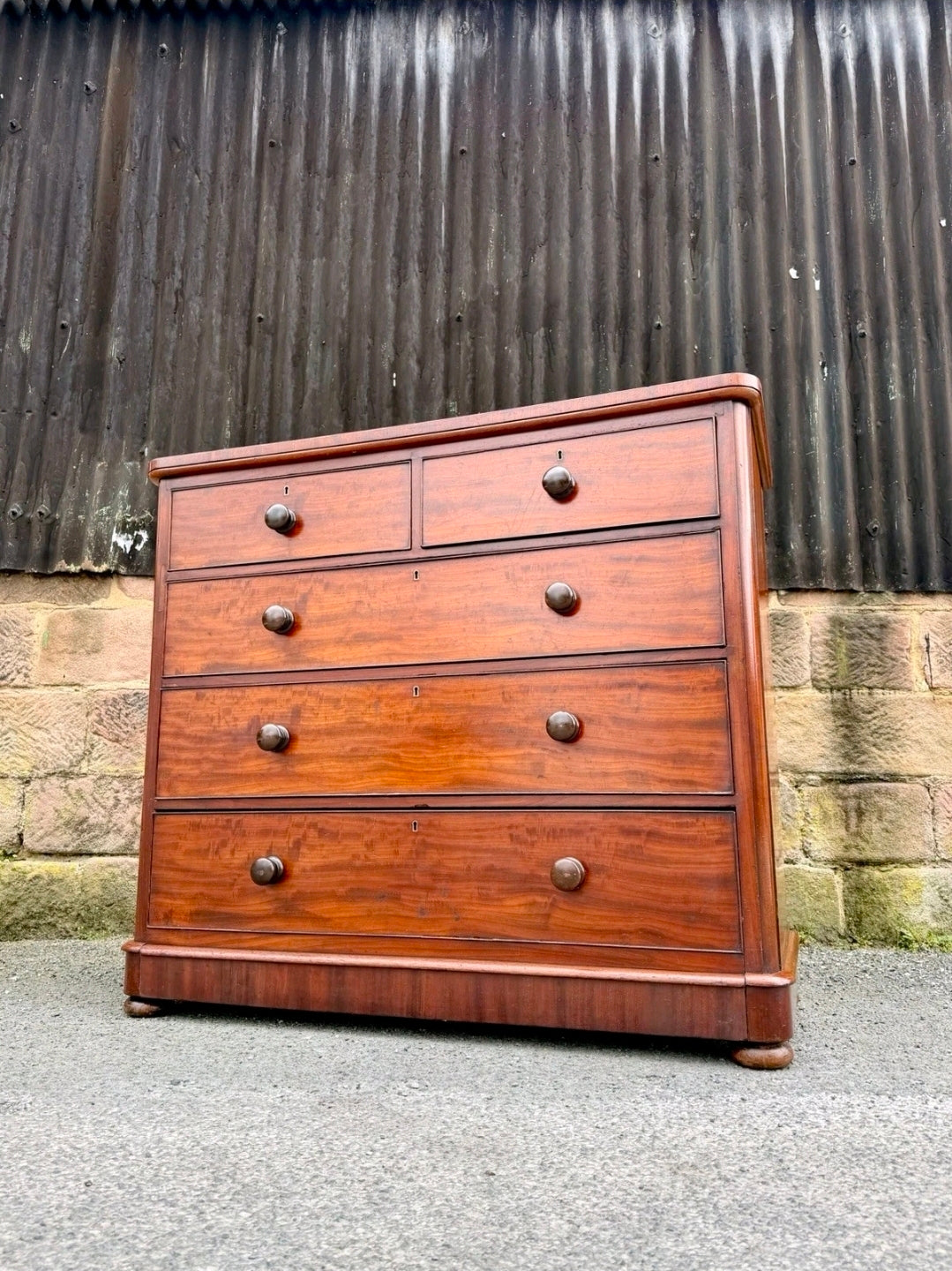 Large Antique Mahogany Chest Of Drawers. Bedroom, Storage, Oak Lined Drawers