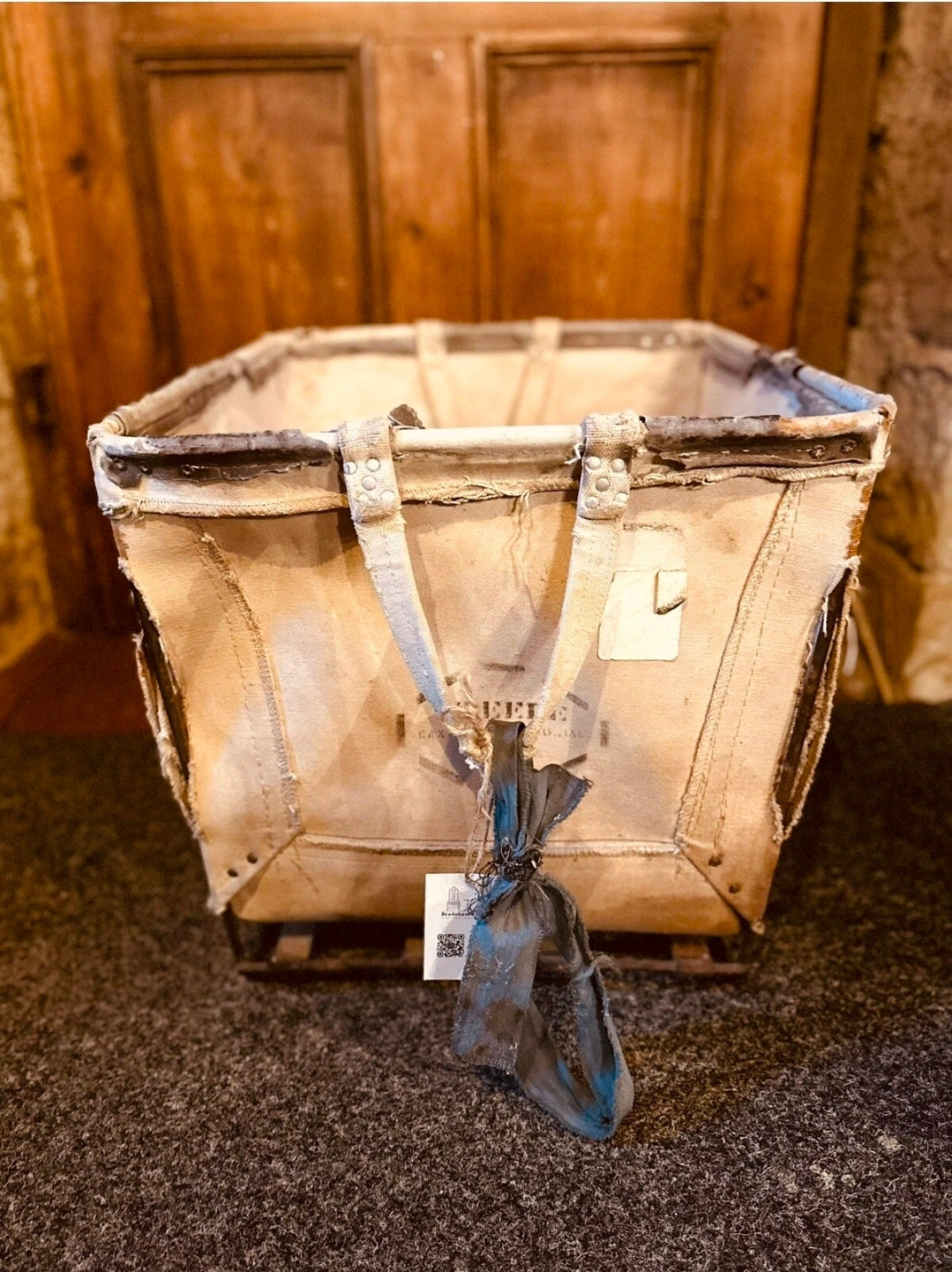 1950s American Industrial Laundry Basket From Steel PA, Log Basket, Vintage