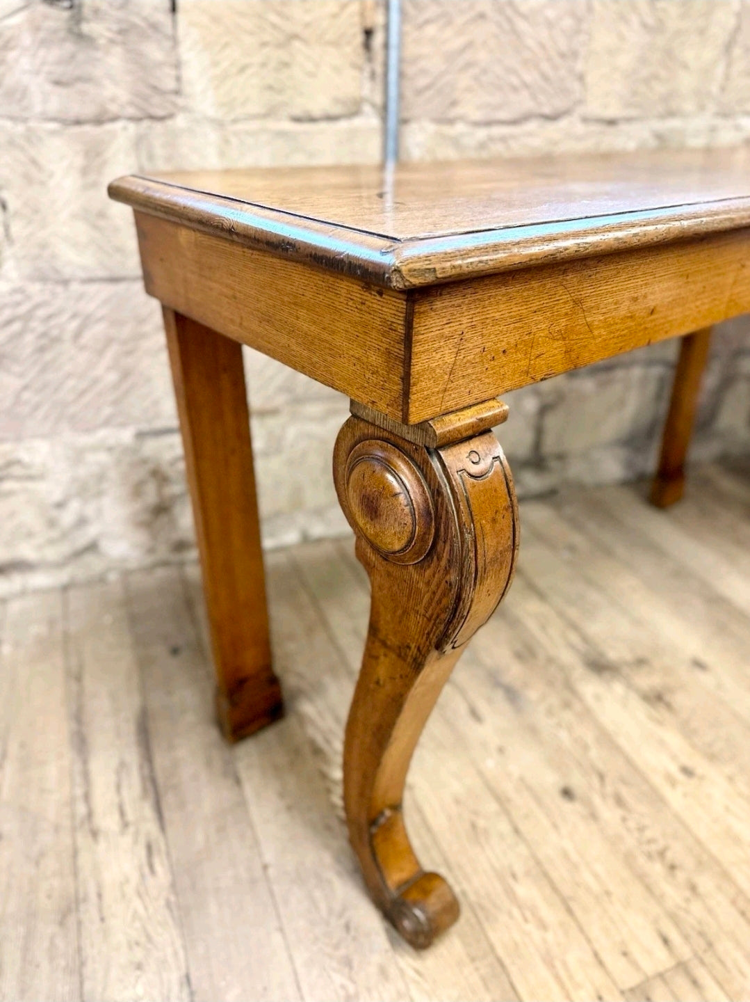 Antique Victorian Oak Console Table, Hall Table. Cabriole Legs, Hallway.