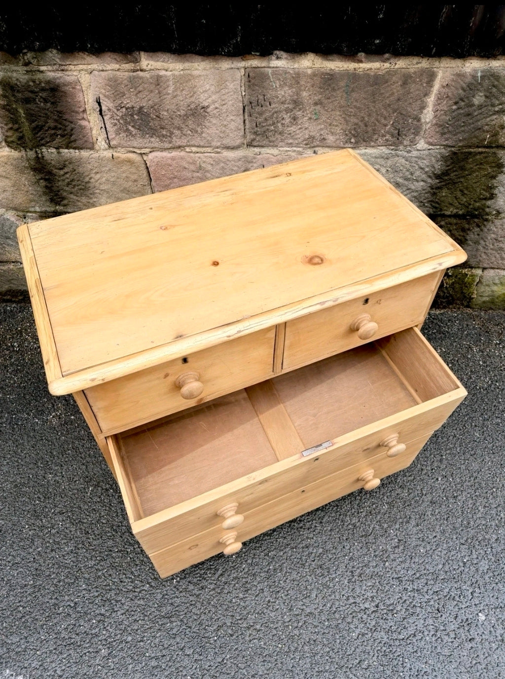 Victorian Stripped Pine Chest Of Drawers 2 Over 2 - Antique Country Farmhouse
