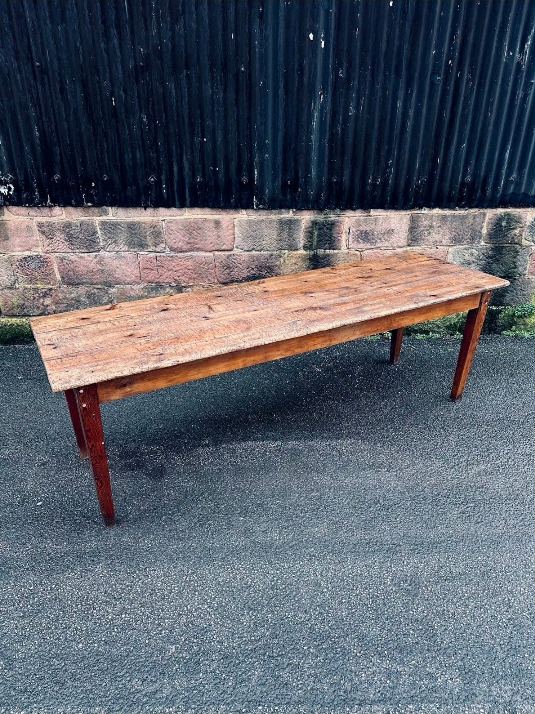 Extra Large Victorian Farmhouse Scrub Top Pine Estate Made Kitchen Table C1880.