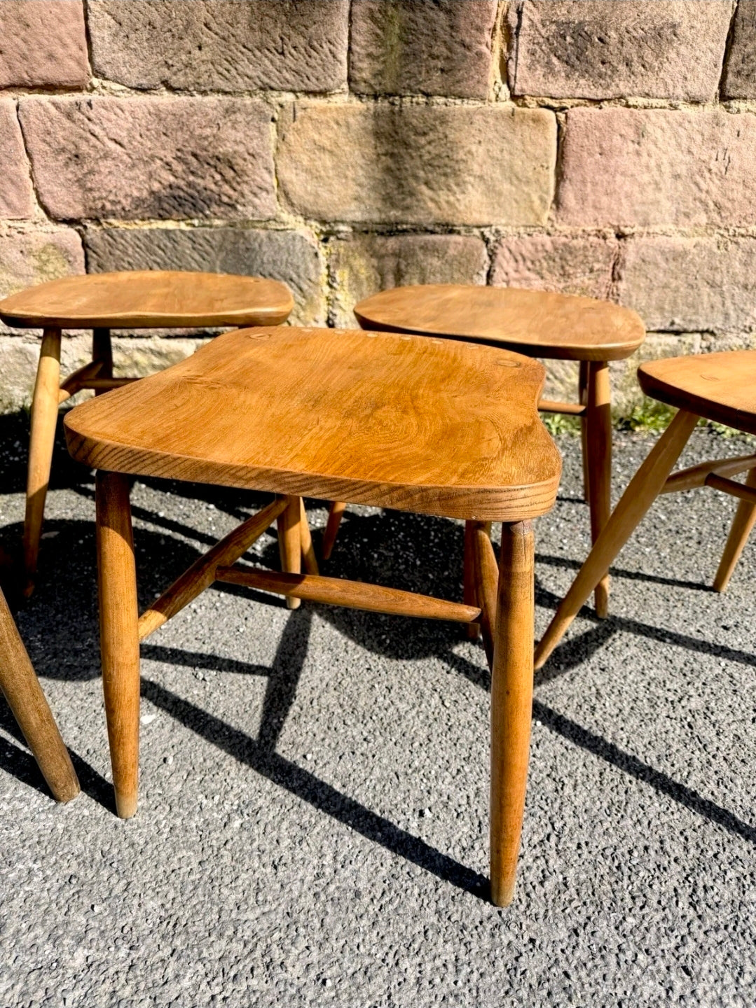 Mid Century Ercol Elm & Beech Stools, Various Styles, Waxed Finish