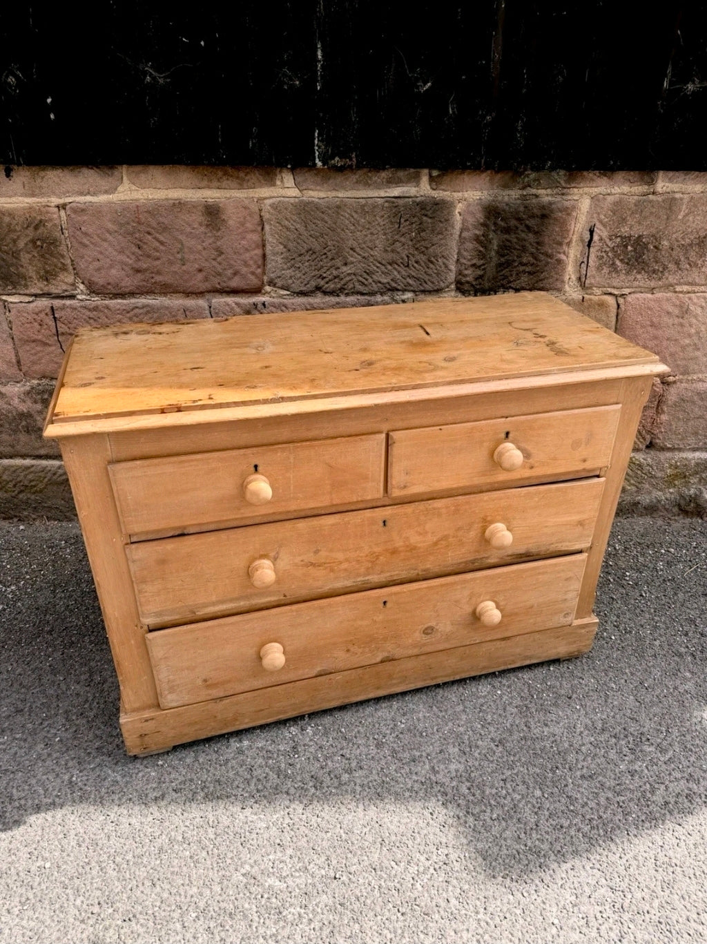 Rustic Antique Victorian Waxed Pine Chest Of Drawers, Country Cottage, Bedroom.