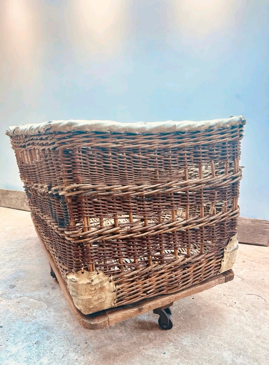 Huge Victorian Textile Mill Basket. Wicker Basket, Laundry,Log Basket, Film Prop