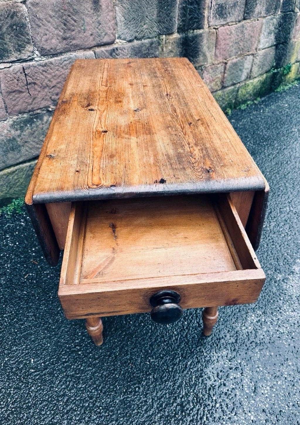 Victorian Pembroke Drop Leaf Pine Farmhouse Table, Country Cottage, Kitchen