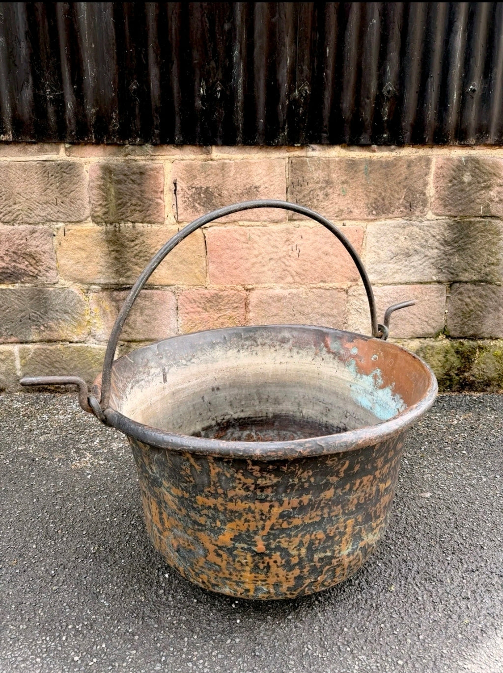 Antique Large Italian Copper Cauldron c1880.Garden Planter,Statement Ice Bucket