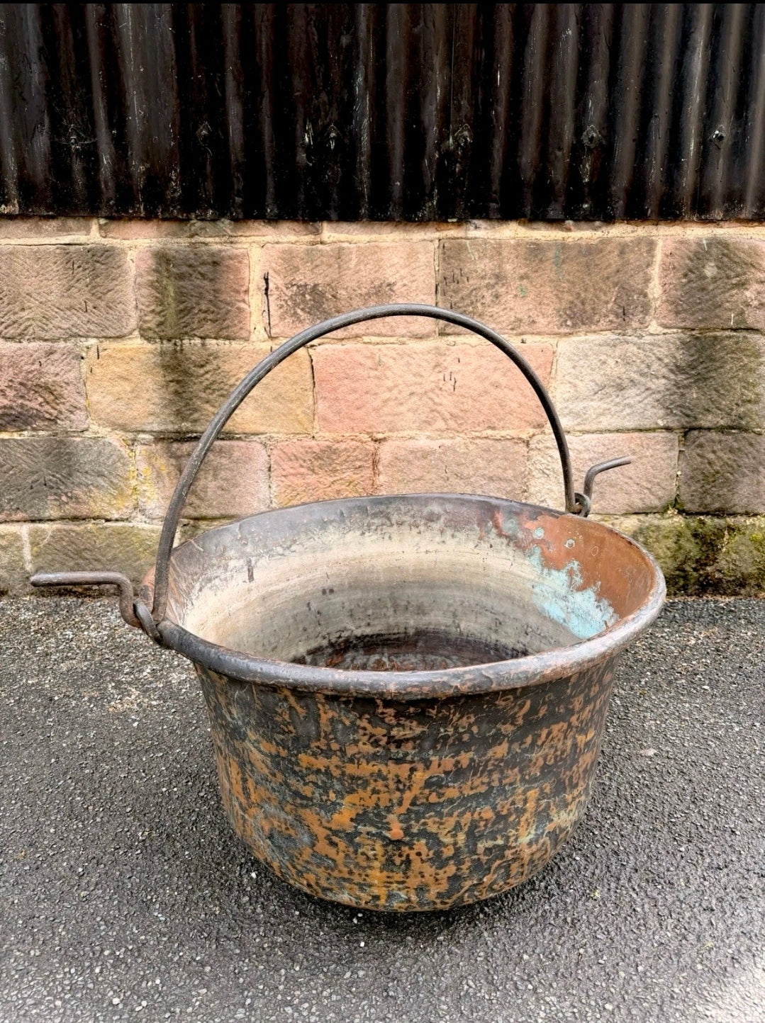 Antique Large Italian Copper Cauldron c1880.Garden Planter,Statement Ice Bucket