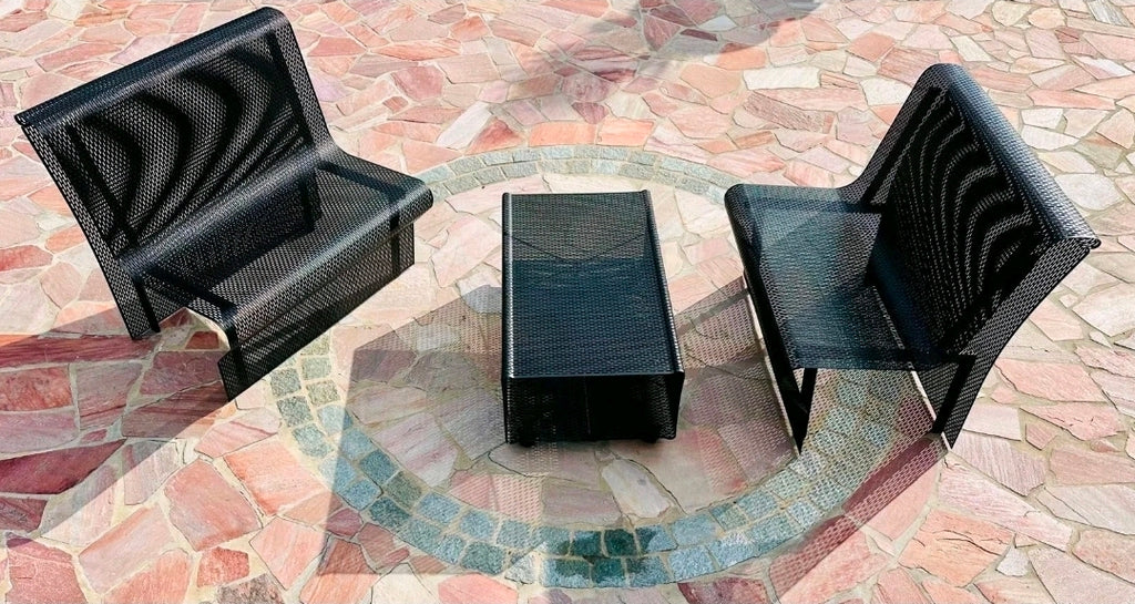 Punched Steel Plate, Outdoor Furniture Set by NEOLT, 1980s Patio, Garden Seating