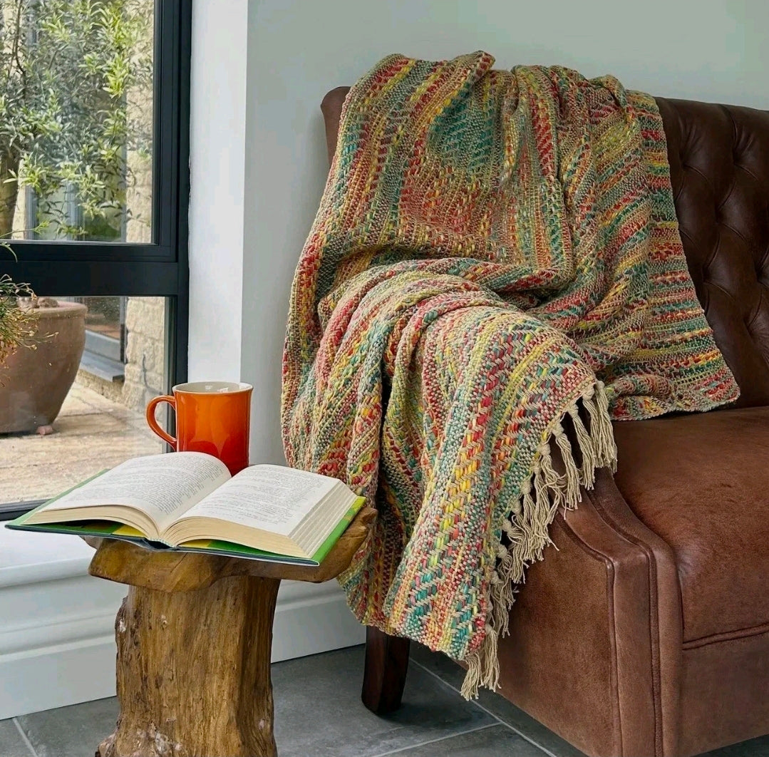 Patterned Large Throw/blanket. Multicoloured, Winter, Bedspread.