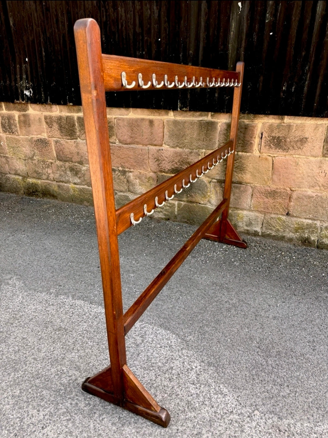 Vintage Wooden 1940s Coat Stand. Double Sided. Hats, Hallway. Original, Italian