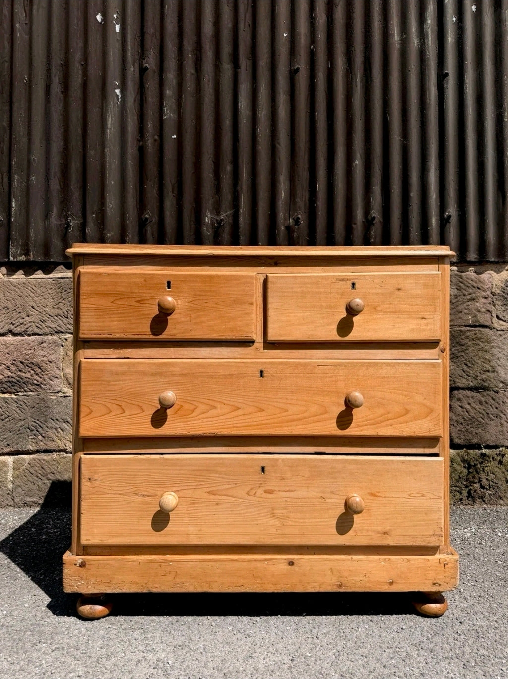 Victorian Stripped Pine Chest Of Drawers 2 Over 2 - Antique Country Farmhouse