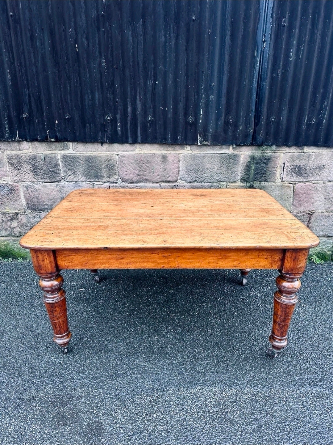 Extra Large Victorian Farmhouse Scrub Top Pine Estate Made Kitchen Table C1880.
