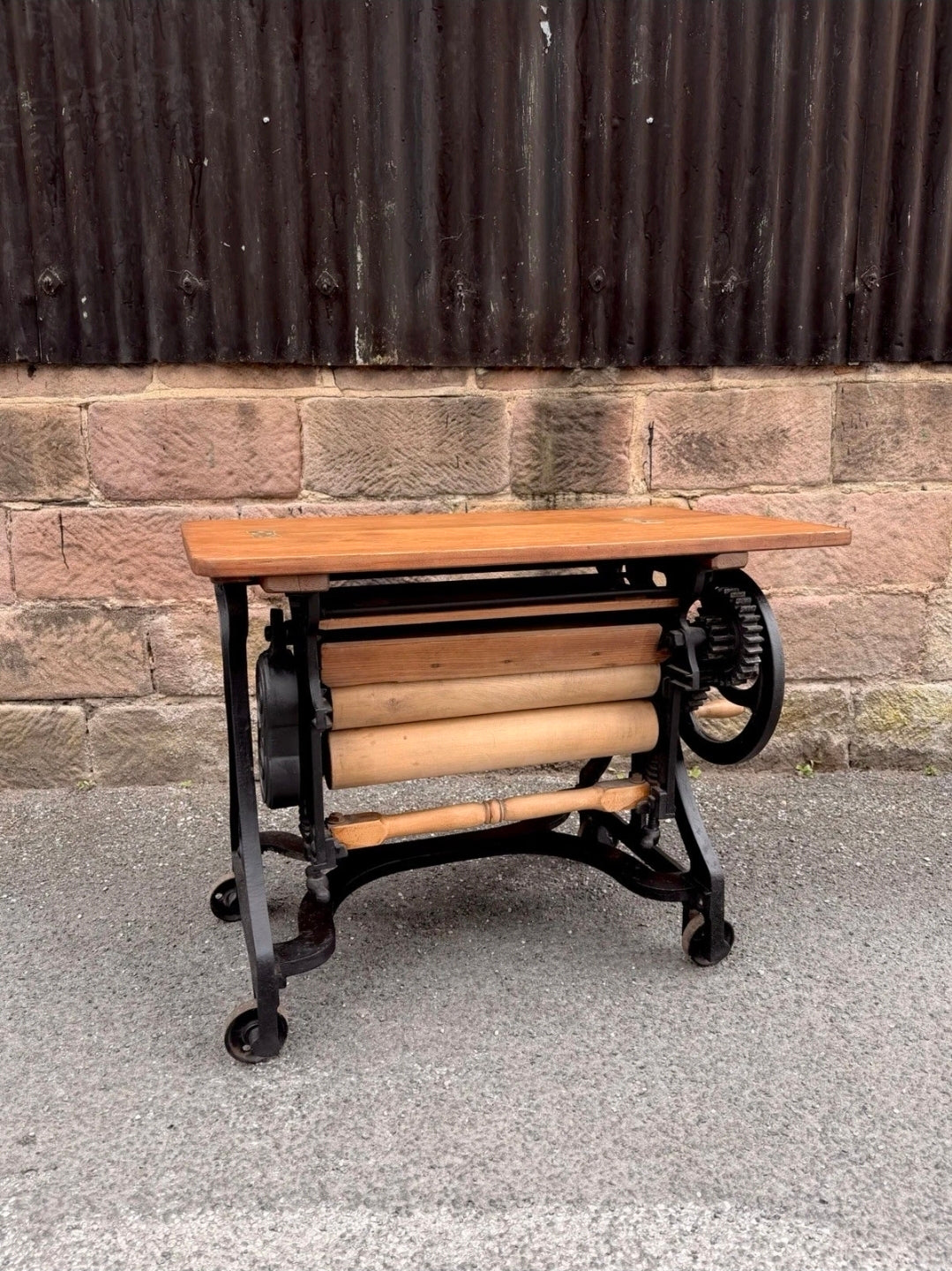 Vintage CWS Mangle, Folding, Side Table, Desk, Industrial Feature Table, Hallway