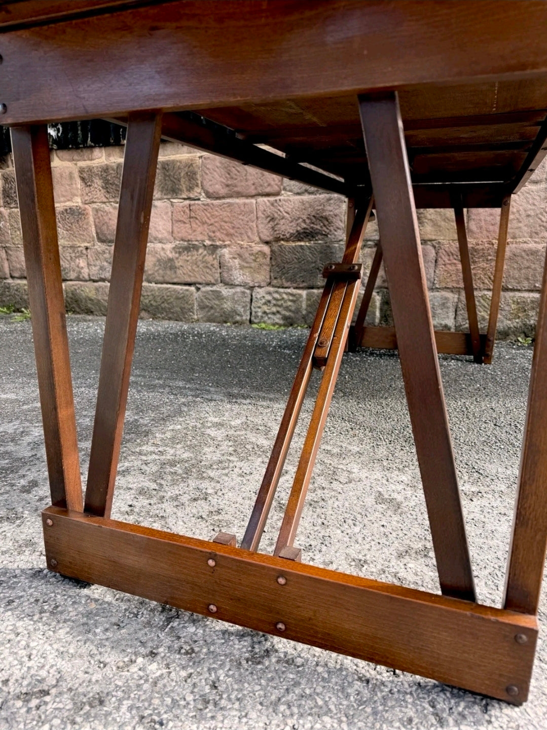Rare Pitch Pine & Beech 7ft 1960s Trestle Table. Dining, 8 Seater, Art, Studio