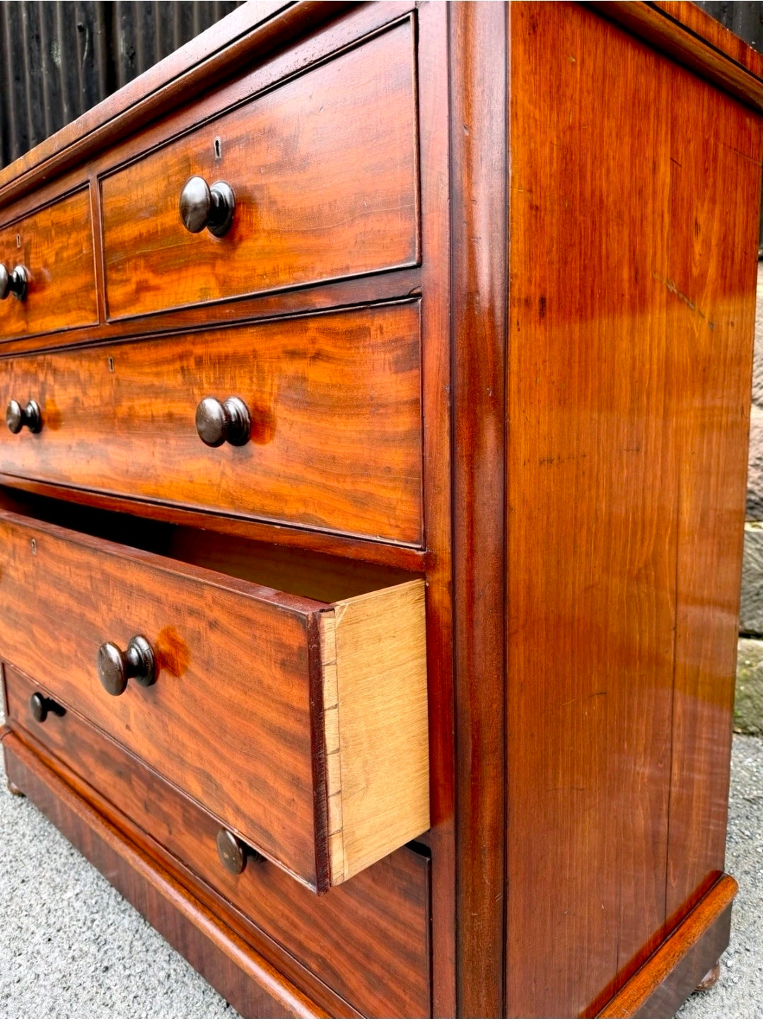 Large Antique Mahogany Chest Of Drawers. Bedroom, Storage, Oak Lined Drawers