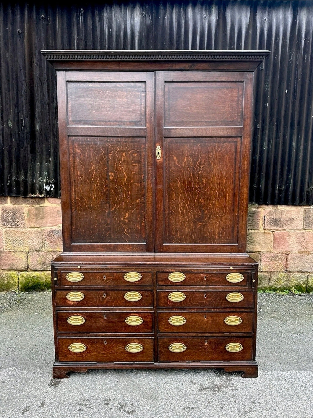 Antique George III Estate Office Cabinet. Oak, c1810, Country House, Storage