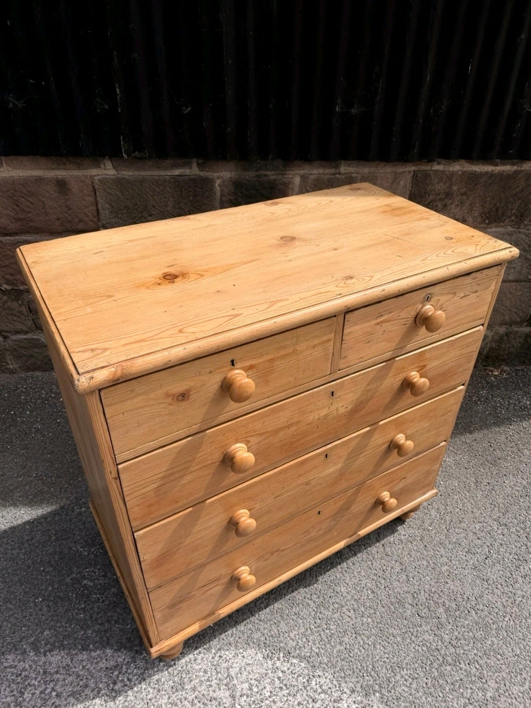 Large Antique Victorian Waxed Pine Chest Of Drawers, Country Farmhouse, Bedroom.