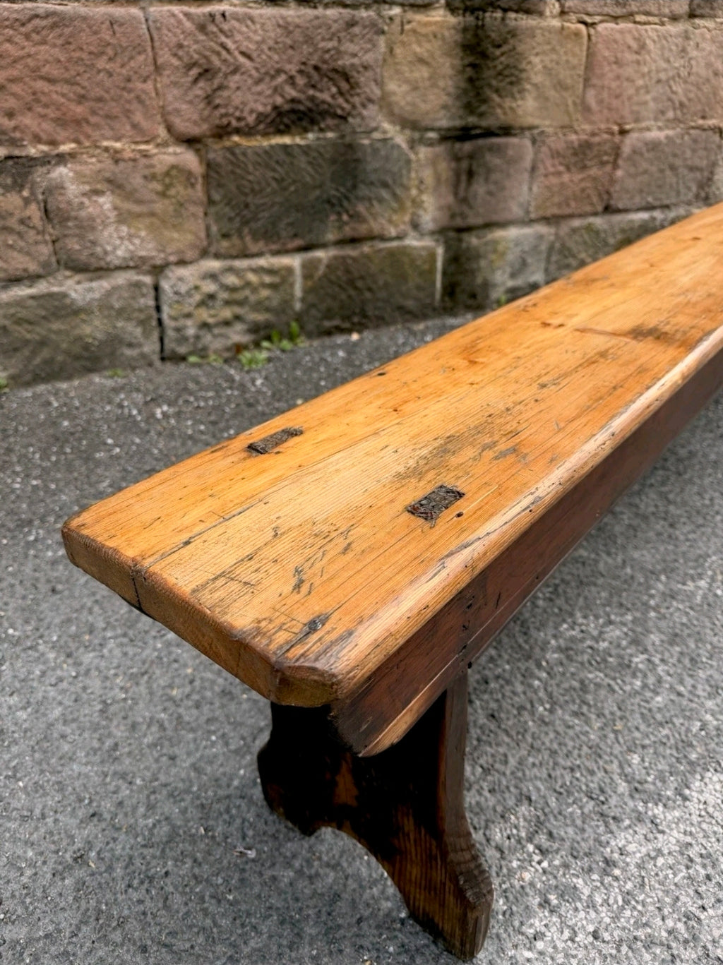 Antique Victorian Rustic Pine Bench, Church Bench, Dining Bench, Hallway