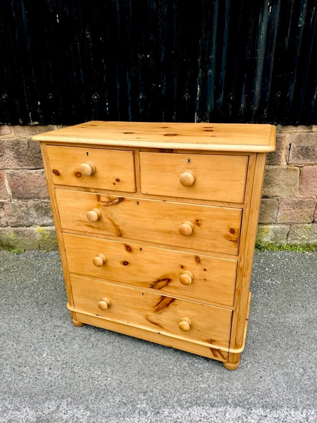 Antique Victorian Pine Chest Of Drawers, Original, 2 Over 3 Drawers, Lockable