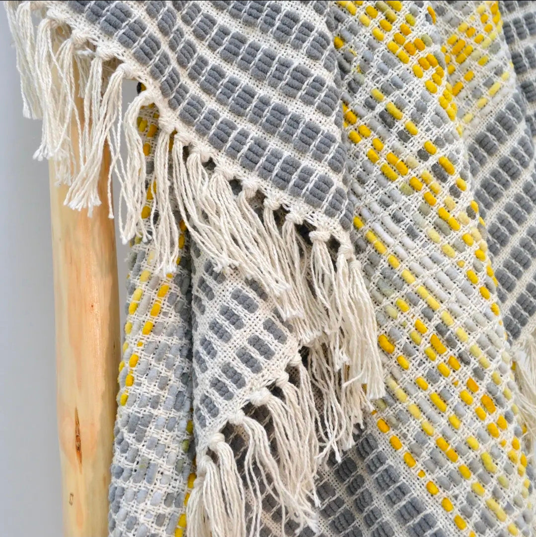 Arizona Zig Zag Heavyweight Herringbone Throw Blanket (Mustard)