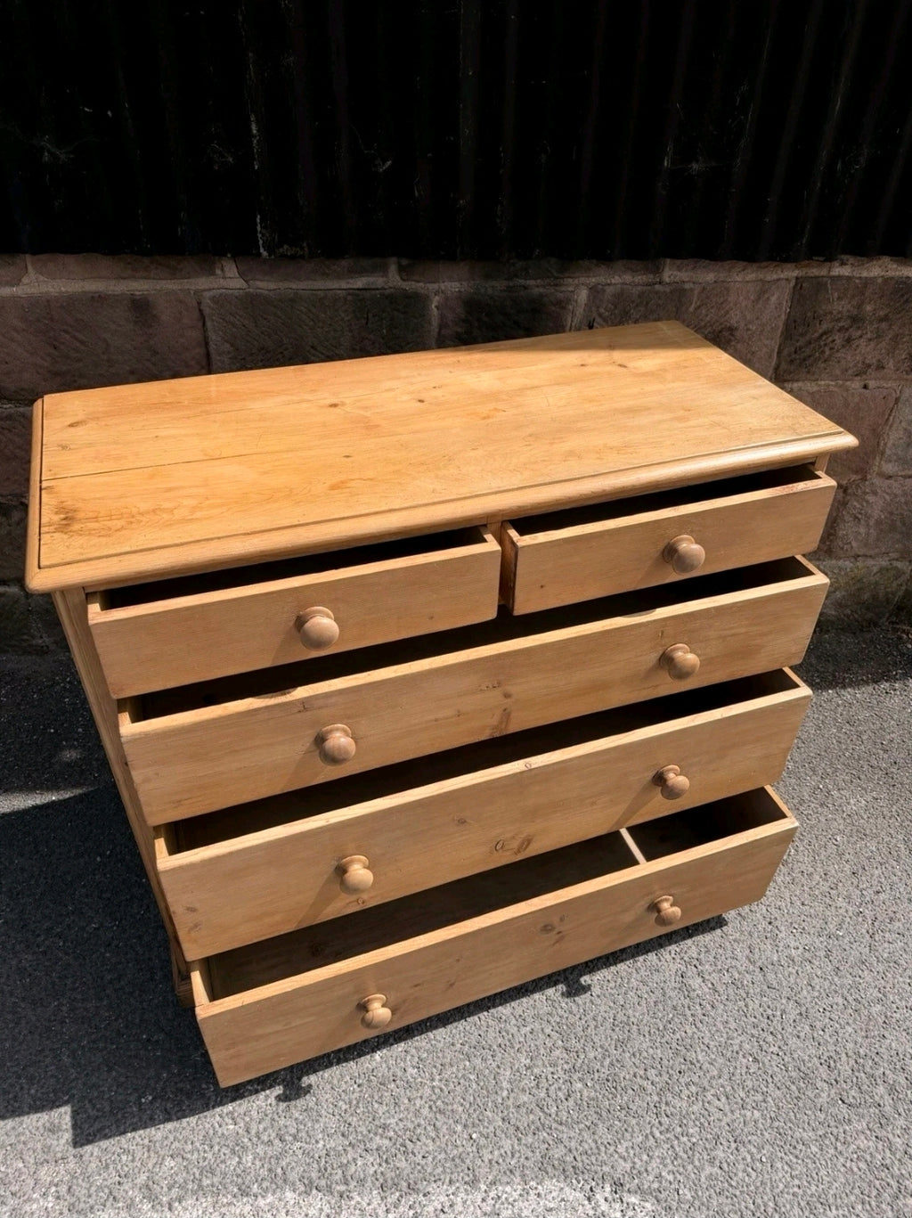 Large Antique Victorian Waxed Pine Chest Of Drawers, Country Farmhouse, Bedroom.